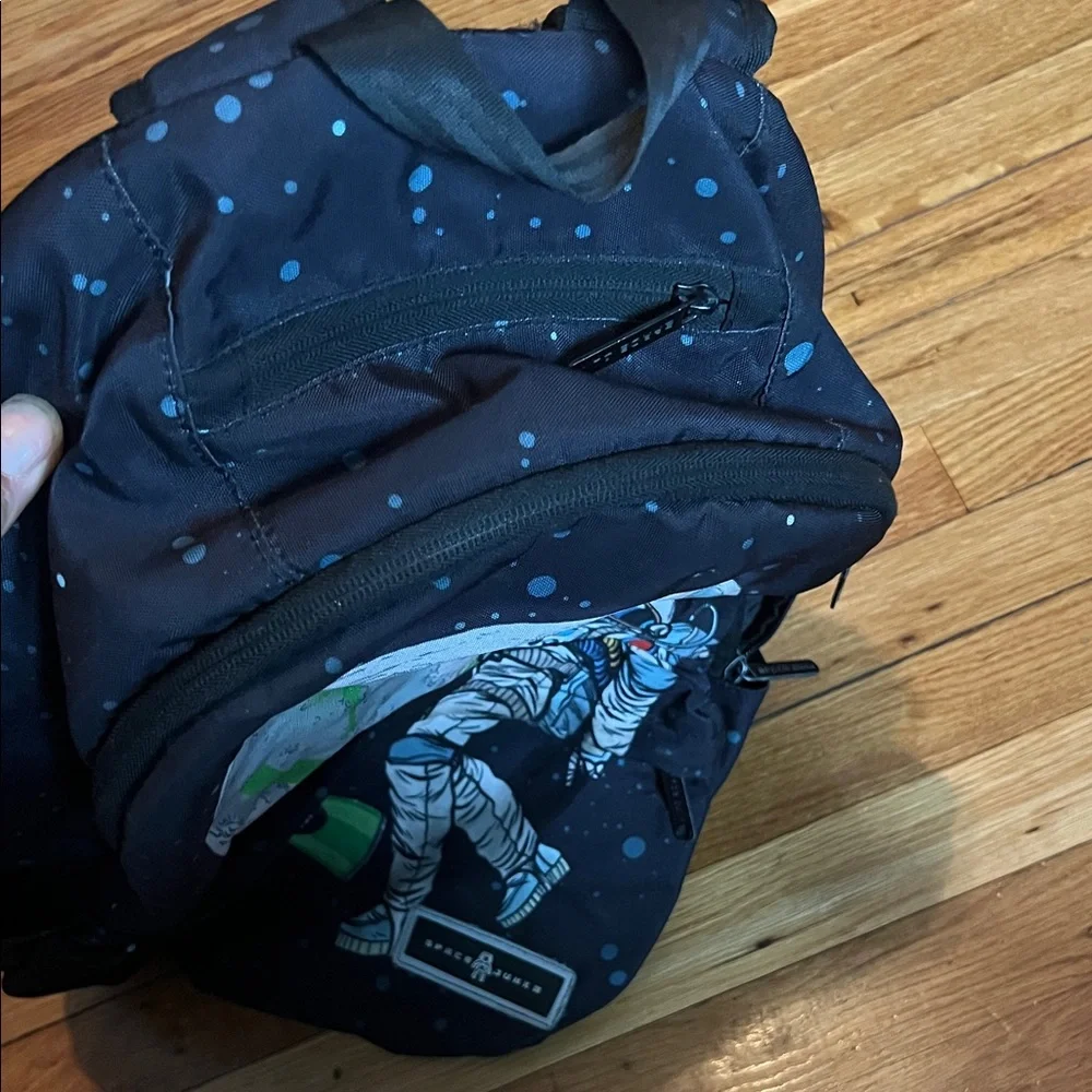 Black/navy Astronaut graffiti Print Backpack